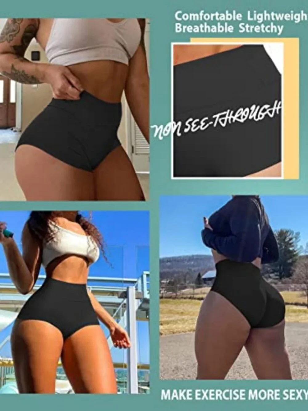 High Waist Booty Shorts Butt Lifting Yoga Workout Spandex Rave Dance Hot Pants